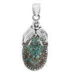 Kingman Turquoise 1.25â€³ 925 Sterling Silver Pendant (RS61-351)