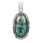 Morenci Turquoise 1.5â€³ 925 Sterling Silver Pendant (RS61-404)