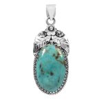 Kingman Turquoise 1.5â€³ 925 Sterling Silver Pendant (RS61-352)