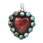 Kingman Turquoise & Charoite 1.5â€³ 925 Sterling Silver ClusterÂ Pendant (RS61-387)