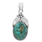 Kingman Turquoise 1.5â€³ 925 Sterling Silver Pendant (RS61-354)