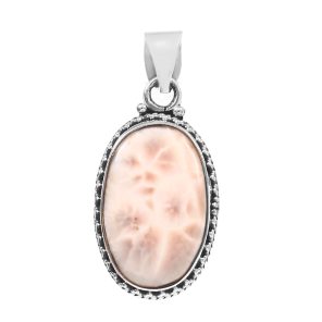 Natrolite (Pink Larimar) 1.3â€³ 925 Sterling Silver Pendant (RS61-365)