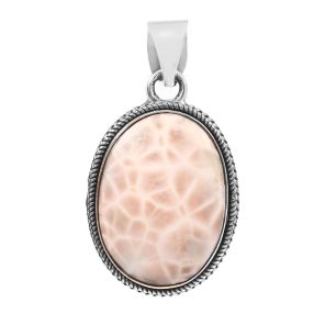 Natrolite (Pink Larimar) 1.3â€³ 925 Sterling Silver Pendant (RS61-367)