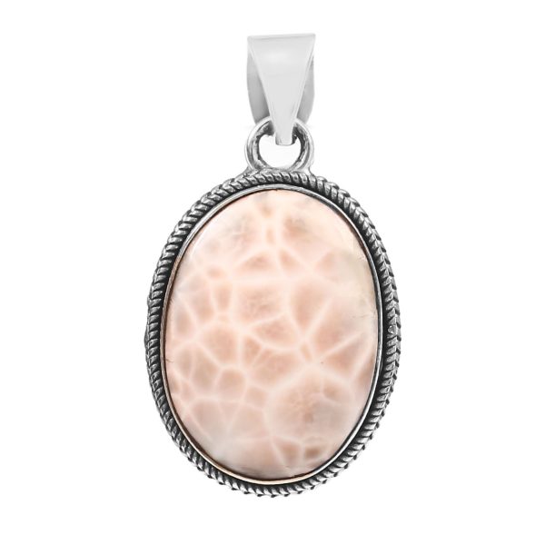 Natrolite (Pink Larimar) 1.3â€³ 925 Sterling Silver Pendant (RS61-367)