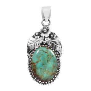 Kingman Turquoise 1.5â€³ 925 Sterling Silver Pendant (RS61-357)