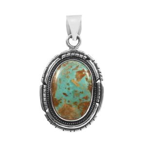 Kingman Turquoise 1.5â€³ 925 Sterling Silver Pendant (RS61-358)