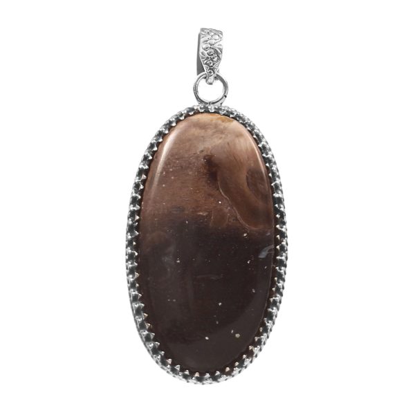Plum Root Agate 1.75â€³ 925 Sterling Silver Pendant (RS61-377)