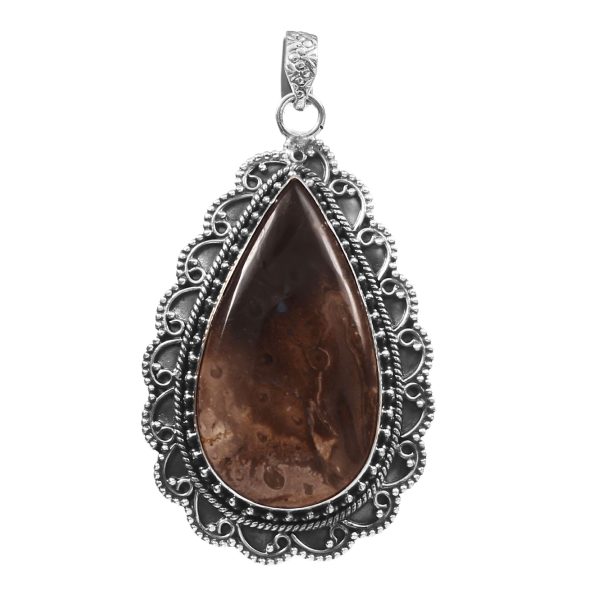 Plum Root Agate 1.75â€³ 925 Sterling Silver Pendant (RS61-378)