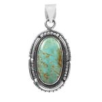 Kingman Turquoise 1.5â€³ 925 Sterling Silver Pendant (RS61-360)