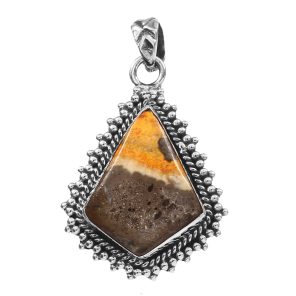 Bumble Bee Jasper 1.25â€³ 925 Sterling Silver Pendant (RS61-389)