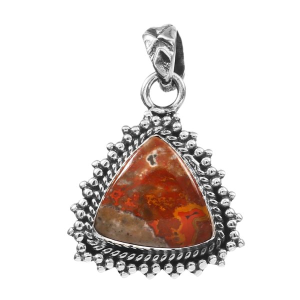 Crazy lace Agate 1â€³ 925 Sterling Silver Pendant (RS61-395)