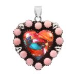 Pink Dahlia Turquoise & Pink Queen Conch 1.5â€³ 925 Sterling Silver ClusterÂ Pendant (RS61-383)
