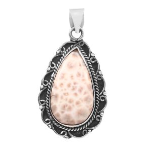 Natrolite (Pink Larimar) 1.25â€³ 925 Sterling Silver Pendant (RS61-381)