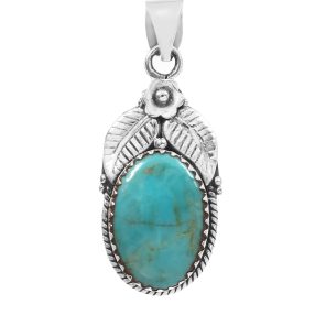 Kingman Turquoise 1.5â€³ 925 Sterling Silver Pendant (RS61-362)