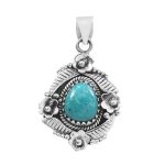 Kingman Turquoise 1.75â€³ 925 Sterling Silver Pendant (RS5-15)