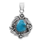 Fox Mine Turquoise 1.5â€³ 925 Sterling Silver Pendant (RS5-18)