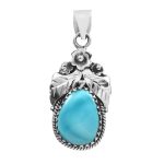 Fox Mine Turquoise 1.5â€³ 925 Sterling Silver Pendant (RS5-19)