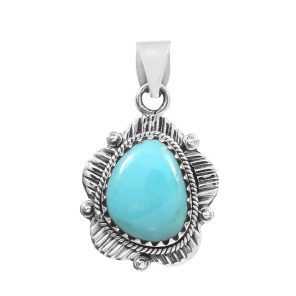 Fox Mine Turquoise 1.5â€³ 925 Sterling Silver Pendant (RS5-20)