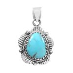 Fox Mine Turquoise 1.5â€³ 925 Sterling Silver Pendant (RS5-21)