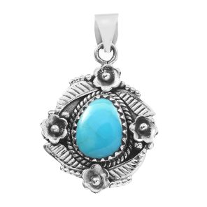 Fox Mine Turquoise 1.5â€³ 925 Sterling Silver Pendant (RS5-22)