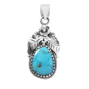 Fox Mine Turquoise 1.5â€³ 925 Sterling Silver Pendant (RS5-24)