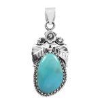 Fox Mine Turquoise 1.5â€³ 925 Sterling Silver Pendant (RS5-26)