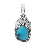 Fox Mine Turquoise 1.5â€³ 925 Sterling Silver Pendant (RS5-27)