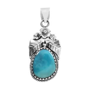 Fox Mine Turquoise 1.5â€³ 925 Sterling Silver Pendant (RS5-29)