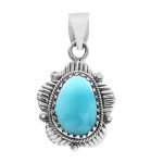 Fox Mine Turquoise 1.5â€³ 925 Sterling Silver Pendant (RS5-31)