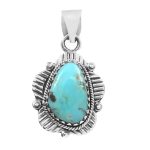 Fox Mine Turquoise 1.5â€³ 925 Sterling Silver Pendant (RS5-32)