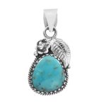 Fox Mine Turquoise 1.5â€³ 925 Sterling Silver Pendant (RS5-33)