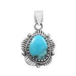 Fox Mine Turquoise 1.5â€³ 925 Sterling Silver Pendant (RS5-36)