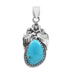 Fox Mine Turquoise 1.5â€³ 925 Sterling Silver Pendant (RS5-35)