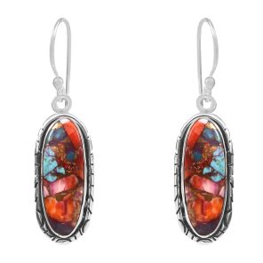 Pink Dahlia Turquoise 1.75â€³ 925 Sterling Silver Earring (REXT62-235)
