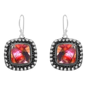 Pink Dahlia Turquoise 1.75â€³ 925 Sterling Silver Earring (REXT62-225)