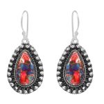 Pink Dahlia Turquoise 1.75â€³ 925 Sterling Silver Earring (REXT62-226)