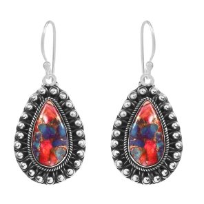 Pink Dahlia Turquoise 1.75â€³ 925 Sterling Silver Earring (REXT62-226)
