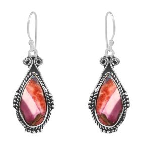 Pink Dahlia Turquoise 1.75â€³ 925 Sterling Silver Earring (REXT62-242)