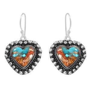 Spiny Oyster Turquoise 1.75â€³ 925 Sterling Silver Earring (REXT62-233)