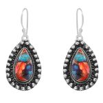 Pink Dahlia Turquoise 1.75â€³ 925 Sterling Silver Earring (REXT62-228)