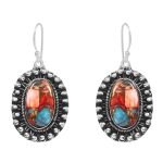Pink Dahlia Turquoise 1.75â€³ 925 Sterling Silver Earring (REXT62-229)