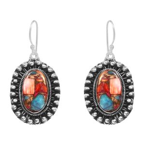 Pink Dahlia Turquoise 1.75â€³ 925 Sterling Silver Earring (REXT62-229)