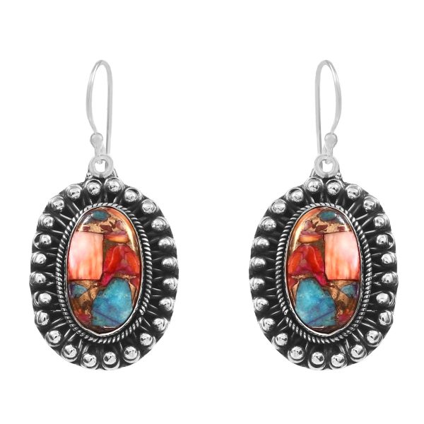 Pink Dahlia Turquoise 1.75â€³ 925 Sterling Silver Earring (REXT62-229)