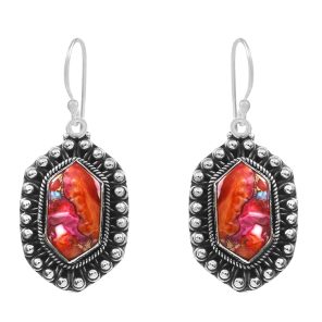 Pink Dahlia Turquoise 1.75â€³ 925 Sterling Silver Earring (REXT62-230)