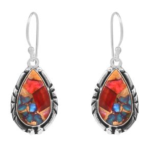 Pink Dahlia Turquoise 1.75â€³ 925 Sterling Silver Earring (REXT62-237)