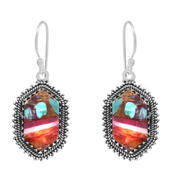 Pink Dahlia Turquoise 1.75â€³ 925 Sterling Silver Earring (REXT62-246)