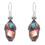 Pink Dahlia Turquoise 1.75â€³ 925 Sterling Silver Earring (REXT62-247)