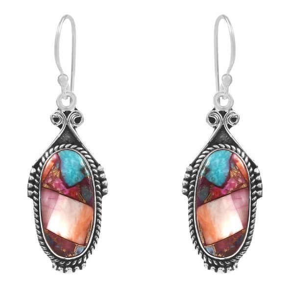 Pink Dahlia Turquoise 1.75â€³ 925 Sterling Silver Earring (REXT62-247)