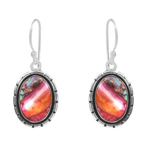 Pink Dahlia Turquoise 1.75â€³ 925 Sterling Silver Earring (REXT62-238)