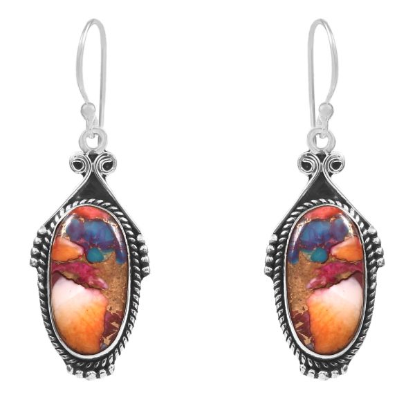 Pink Dahlia Turquoise 1.75â€³ 925 Sterling Silver Earring (REXT62-248)